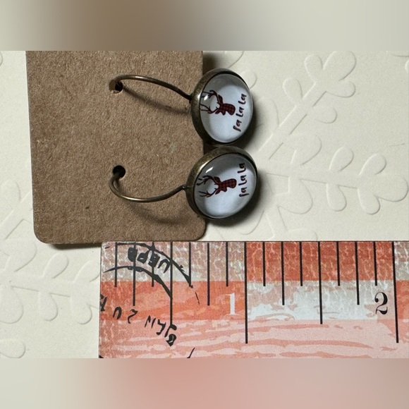 ❄️ SALE! BRAND NEW FA LA LA Holiday Leverback Earrings Antique Bronze & Glass - Picture 10 of 11